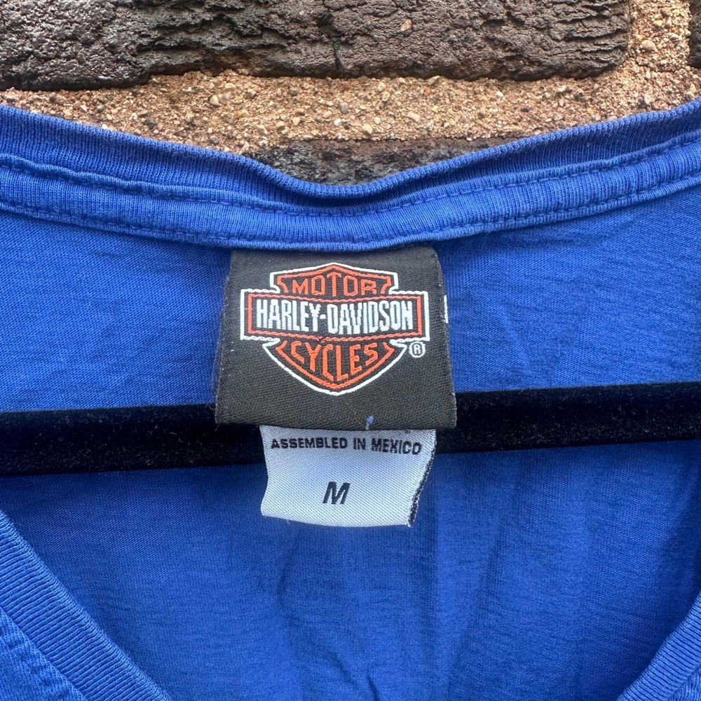 Harley-Davidson Women's Medium Blue V-Neck T-Shirt Barb's Philadelphia PA - Picture 6 of 7